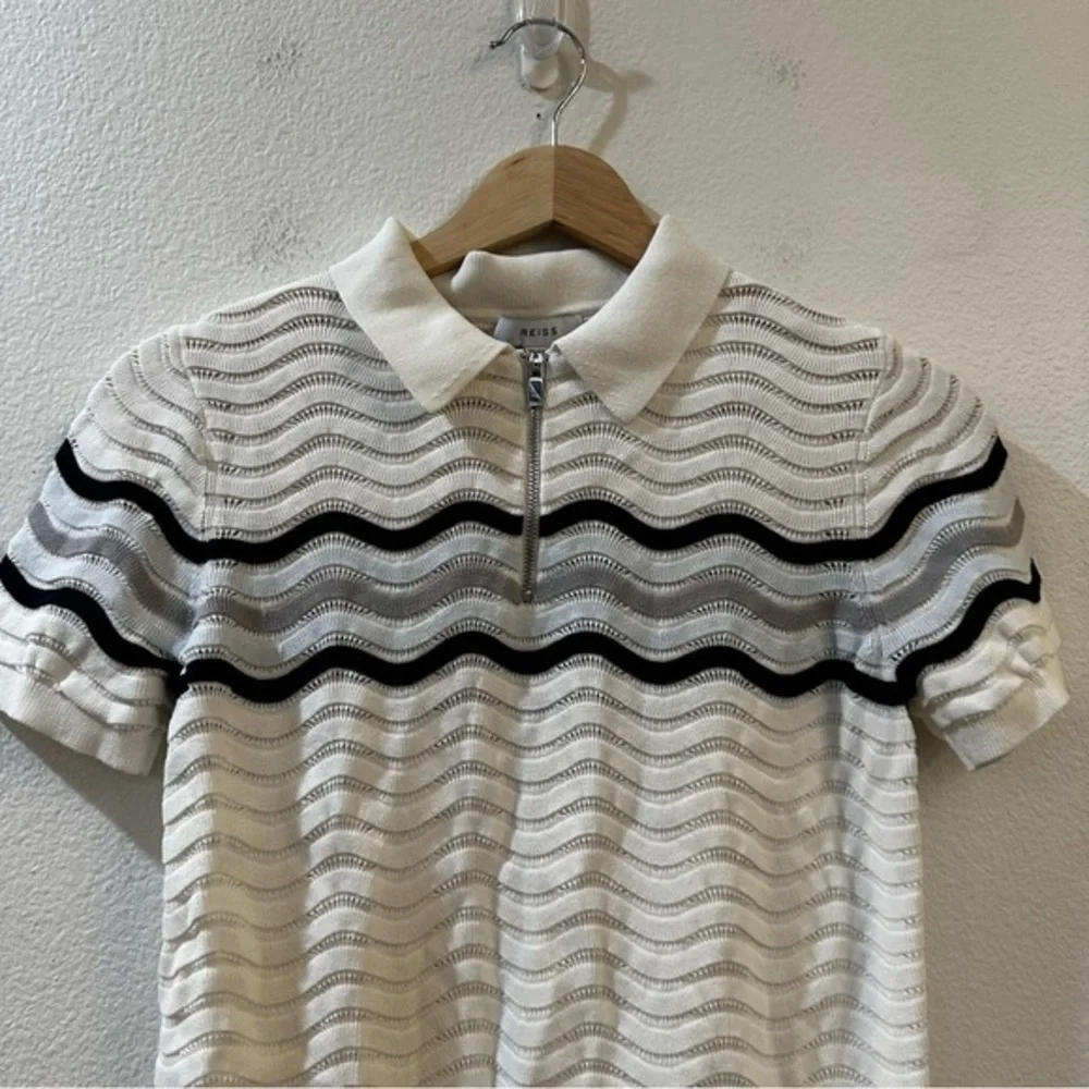 Reiss Cole Junior Quarter Zip Textured‎ T-Shirt In Optic White Size 11 - 12Y